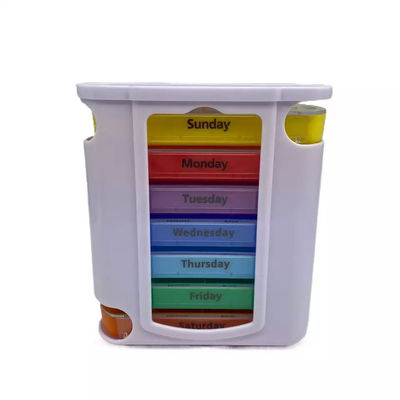 Weekly 28 Compartment Pill Storage Rainbow Color Pill 7 days Holder Drawer Shaped Plastic Medicine Case