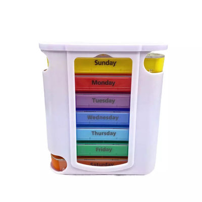 Weekly 28 Compartment Pill Storage Rainbow Color Pill 7 days Holder Drawer Shaped Plastic Medicine Case