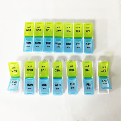 Detachable pill box Food Grade Promotion Gift  weekly 14 case medicine box Plastic Pill Organizer Box 7 days