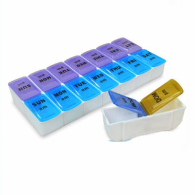 Detachable pill box Food Grade Promotion Gift  weekly 14 case medicine box Plastic Pill Organizer Box 7 days